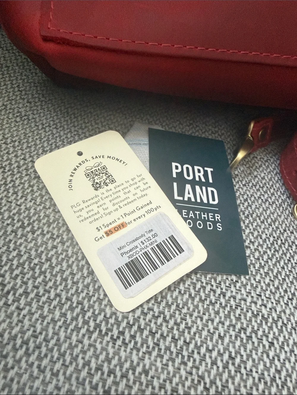 Portland Leather Red Leather Mini Tote  with Removable Crossbody Strap Phoenix